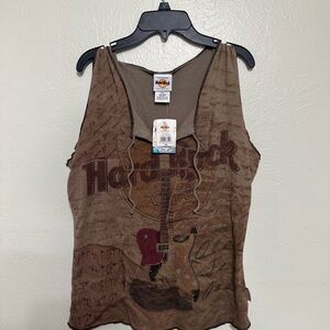 NWT Hard Rock Cafe Tan and Brown Ladies Tank
